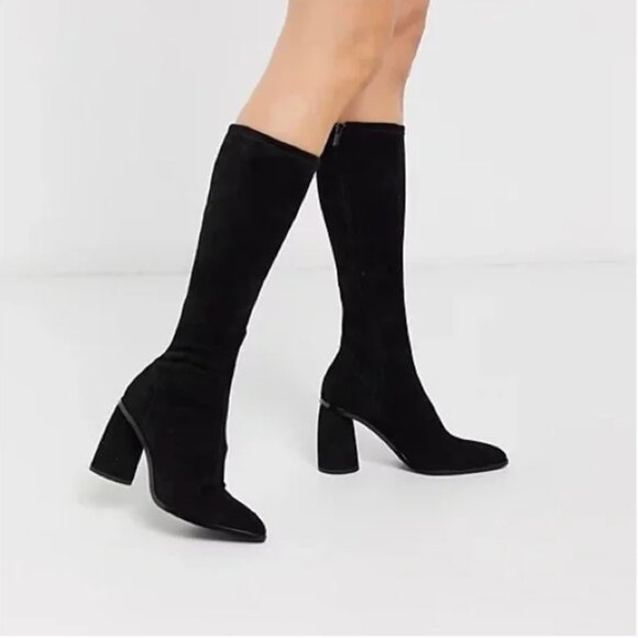 & Other Stories Black Suede Heeled Sock Boots - Picture 1 of 10